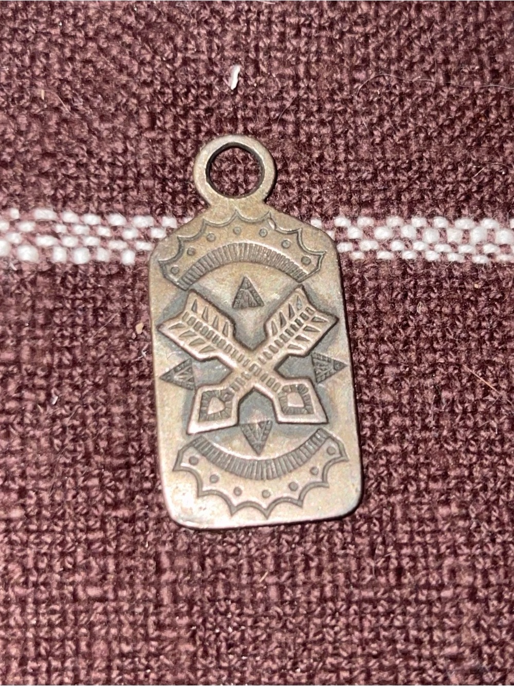 FRED HARVEY ERA! BEAUTIFUL VINTAGE STERLING SILVER PENDANT TAG, BELL TRADING CO.